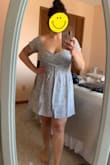 This dress is so cute, and I can't wait to wear it out! I love that you can wear the sleeves off shoulder or more like a cap sleeve. Some things to be aware of. 1) it runs very short. I am 5'3" and it hits mid-thigh on me. 2) it runs large. I'm usually between a M-L in Lulus, but the M fit me great. I would suggest to size down. 3) I think this dress might fit ladies with a smaller chest better. My only complaint about the dress is that it fits slightly odd in the chest area. - Jordan G.