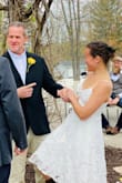 This was the perfect sweet wedding dress for our early May wedding in the Blue Ridge Mountains. The material is thick enough to be warm for a 60's temperature day yet comfortable for 70's. The pockets came in handy, too. And my husband loved it. - Jessie B.