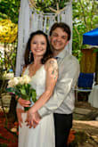 I purchased this lovely gown for my garden "beach themed" wedding and felt like the most beautiful bride in the world! I remember when I first tried it on, I literally started to cry at how overwhelmingly perfect it looked! It was so comfortable, I didn't feel stuck or restricted to move at all. I added a pearl-like belt to accentuate my waist and it gave the dress a more formal appearance. The only alteration was me taking 8in off the bottom and hemming it myself, which was super easy to do! No bra - can't beat that! I am so happy that I found the dress of my dreams at such a wonderful price and convenience. Best online shopping experience ever!!! - Sarah K.