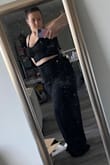 These pants are very long on me, but I'm 5'1 so I'm used to that and I plan on getting them hemmed. I'm typically a large and these are a bit loose but there is a drawstring and that is the style so ultimately I'm happy! - Nikole P.