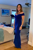 This was a super pretty dress but way too tight. Plus the way it's goes off the shoulders makes it restrictive. Had to return. - Heather A.