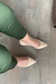 The flats fit perfectly! No complaints what so ever! If I could rate them 100 stars I would! They were super comfortable since day 1 of using them. I am definitely going to buy more shoes. they go great with pants, jeans, and skirts/dresses.
Super cute! It is hard to find flats that fit me perfectly bc my feet are a bit chubby but they are awesome. - Rebecca C.