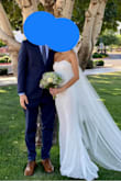 This purchase was a very last minute decision after our wedding was postponed to next year due to COVID-19. Let me tell you, this dress was PERFECT for our beautiful civil ceremony. It fit so well, was super breathable (it was >100F), stretchy/comfortable and stayed in place the whole time (always a big concern of mine when purchasing anything strapless). It also photographed beautifully! - Estelle V.