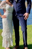 Bought this dress for my impromptu wedding ceremony after my wedding was cancelled due to the Corona Virus. I loved this dress! It was a little too big but just a tiny bit, and idk if an XS would've worked. But I got so many compliments and felt gorgeous. I'm keeping it and wearing it for my rehearsal dinner (if it actually happens). - Maria