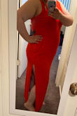 I'm so in love with the dress!!! I've boughten so many things from here & every time you amaze me with how well the fit is & how good quality it is. Material doesn't feel cheap at all!! Well made! So happy you guys are starting to do extended sizes!! I just bought another in black:) - Amoreena C.