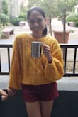 I usually order a small, but this time I ordered a XS. It still fits perfect. I love love the color and the puff! - Marie L.