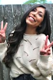 Love this even more in person! Beautiful lightweight Oversized sweater. I ordered mine in an XS - Jenean