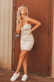This is my new favorite dress! Perfect neutral and dainty structure!! I want it in other colors! - Kallie B.
