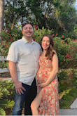 I bought this dress to wear to a wedding while 30 weeks pregnant and it worked great! I sized up by 1 size and it fit well, and feels like it will fit through the rest of my pregnancy. Only problem was the top was definitely kinda loose, could use just a stitch or two. After i washed it it shrunk up a bit which actually worked in my favor with the loose top and the length! I may even end up wearing it for my baby shower coming up as well - Morgan G.