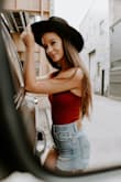This is a great bodysuit! I wore it with jean shorts but could easily dress it up too! The material is super comfortable but if you're planning to wear a bra with it, you'll see all the lines. I'd still recommend though! - Anna P.