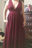 I had high hopes for this dress as I was going to wear it as a bridesmaid dress to my best friend's wedding, but unfortunately it just did not work with my body type. I have fairly large boobs and the way the top drapes it ended up making me look frumpy. Then, where the waist sat on me I also looked pregnant. Very disappointed, but not necessarily the dress' fault. It just didn't work on me - Erin G.