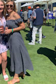 We all know that half of the time a dress does not look the same on you as it did on the model, but this dress is the exception. It is just as it looks - absolutely lovely! I wore it to the Pebble Beach car show and received multiple compliments. The slit is high so I sewed it up a few inches for a more conservative look. Looks amazing with a wide ribboned sunhat! - Sloane R.