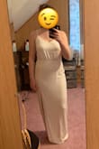 Loveddd this dress. It fit perfectly and wasn't too long. I'm 5'3" and it was perfect length to wear with sandals or a short heel. It is form fitting and the fabric is clingy but not see through. I was going to wear this for my semi casual civil ceremony this summer, but went with a different dress instead. - Jenna C.
