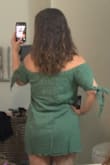 Color is accurate, fabric as described, has a linen-look. However as some people mentioned, it is too short, can't bend without exposing my bottom. Wrinkles easily. - Alessandra B.