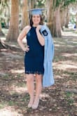 This dress looks fantastic with my cap and gown! Ready for my virtual graduation! - Sue A.