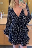 This is one of the cutest dresses I've ever owned! It is tight under the arms, however, the v-neck is also somehow loose and very low. I need to tack the bottom of it, otherwise my bra shows because of how loose and low it is. It's kind of odd that it could be so tight but so loose in the upper area. It's also pretty short, but I always struggle with short dresses because I'm pretty tall! Overall, even with these minor things, I wouldn't change the size at all and this was so worth the $!!! - Abigail S.