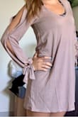 I love this dress! Can't wait to get out of quarantine to wear it! It came wrinkled, but I'm sure a quick ironing or steam will help. It's very soft and fits loosely. Tried it on with a sports bra. - Kata J.