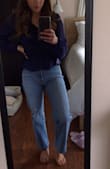Was drawn to these jeans for the wash, but was skeptical of the cut.. they turned out to be a new favorite! They have a vintage feel and I love the high waist. They're pretty wide from the knee down.. which I typically wouldn't like given I'm 5'2", but these are an exception! - Kari W.