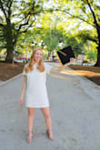 Wore this dress for my college graduation photos & it worked perfect! The material is very high quality & it is not see through with nude undergarments. I wear a 34DDD so I was a little worried about it being tight around the chest area, but it ended up being the perfect fit! The dress was flowy enough and made me feel very confident. The only issue I had was that if I lifted my both of my arms straight up, the dress would come up way too high - this wasn't much of an issue though because I had to fully extend my arms up for that to happen. - Katlyn H.