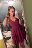 I LOVE this dress! The color is beautiful. The fit is super cute. It's the perfect length. I bought it during quarantine (because I obviously can't visit stores), but it turned out to be a great purchase! - Kristen H.