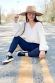This hat is absolutely perfect! The style fits so well, it's light and airy and fits so well. You can literally style it with pretty much anything - Laura K.