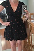 Super fun and flirty dress. Fits great- fit and flare shape looks great. The neckline fits well, but has the potential to gape open- but a quick pin or stitch would fix that. Love this dress- would look great w heels or flip flops! - Alyssa A.