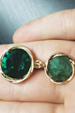I had bought these earrings to match the emerald green metallic body-con dress and they compliment it perfectly! The earrings are light and appear to be good quality. My only complaint is that the top part of the earrings do not match the bottom. The top is flat while the bottom has a diamond point and the top is a slightly different color of green. The closest color I can compare it to is a dark peridot or forest green. Still looks great with the dress and I am excited to wear them for a cocktail event. - Christina G.