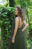 From someone with an incredibly long torso and smaller chest, this dress accentuates all my favorite places. Fabric crinkles a bit, but that didn't lessen my love for the breathable fabric and fabulous back. Obviously doesn't reach all the way down to my ankles, so can wear with either heels or flips (or no shoes)! - Becky C.