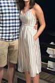 The dress is gorgeous and pretty comfortable, but just has a bit of extra room in the chest. I had to tighten the straps a lot to make it work. - Audrey A.
