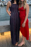 Great jumpsuit! A little large in the top, which can be tightened. But, since it's backless the top is a bit loose if you aren't wearing a regular bra. - Audrey A.