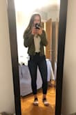 These jeans are definitely made for small framed girls with little to no butt. I like the jeans for the most part but the way the pockets are placed make my rear look wider than normal. They were also a bit too long so I ended up cutting them about an inch shorter. The size I got normally is perfect but these fit a little more snug than normal. - Alanna J.