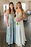 I cannot recommend this dress enough! We unfortunately had to postpone our wedding until May 2021 due to COVID-19. We still wanted to get married on our actual wedding date as planned & I decided to save my wedding dress until next year. I was willing to wear any white dress I could find online that would be shipped in time & little did I know how amazing this dress was going to be! I received so many compliments from family & friends, who could not believe that this wasn't my actual wedding dress. The detail on the top of the dress is incredible & looks worth way more than $250. I ordered a size 2 in the dress, and the top fit perfectly! It was a little long on me even with wearing the highest heels I had, but still looked amazing! This dress is absolutely stunning & would work perfectly for any bride!! - Kayley L.
