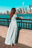Such a pretty dress! So flowy, just the way I like it! It has a slit and it's high but it's perfect for my height! Totally recommend for a summer dress! - Michelle G.