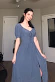 This dress is amazing! Very comfortable and soft, I love the length. Not see through at all from what I've seen. - Halie W.