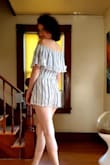 It fits just right. The shorts are a littleeee short for my taste, I prefer a tiny bit longer to cover my butt more but it's fine. Def a summer outfit I'll be wearing. - Gabrielle C.