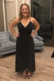 The fit was great and crazy flattering. I loved that I could adjust the slit by just changing how tightly I wrapped the dress. Super comfortable even after wearing for hours. Only a couple of issues for me (being a bit busty...): 1. Tightening the straps didn't have the effect I wanted (making it a little less low cut) because they just loosened right away (and kind of crookedly), but it still looked good overall. 2. Needing to find a strapless bra that was supportive enough for the neckline to look okay- but I eventually did! And since the back doesn't have a crazy opening/keyhole, I could make a regular strapless work, which is great for support. - Madison M.