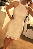 A great dress for my future bridal shower. A perfect length for me at 5ft1in, tasteful but not too long, as to be matronly. A bit of extra room but in a comfy, not oversized way. A bit sheer, need to get a nude bra instead of white. - Shea O.