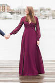 I wore this for my engagement photos and I could not be more in love! The tie on the waist is perfect to adjust to any size! I am very self-critical about my hips, but this dress hit my waist in the perfect spot. I was hesitant about the sleeves, but when I tried it on I realized they are absolutely adorable. I cant wait till I have another place to wear this amazing dress! - Danielle K.