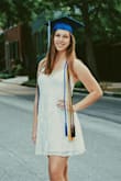 I love this dress! It was too loose in the bust area, so I had it altered. Got lots of compliments at my graduation. Good quality and I like that the straps are adjustable. I was worried about it being too short, but I think it is a nice length. - Eliza L.