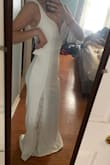 I bought this for my micro wedding, it's a little big in the hip area and DEFINITELY too long. But once I get it back from the seamstress it'll be perfect! The material is a little thick but too pretty to return! I'm making it work - Rosemary M.