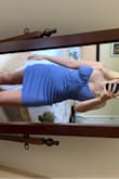 The material is super stretchy! I always have a hard time finding body con dresses that fit my larger chest and this one is great. This fits absolutely perfect and I would order it in several different colors again!! - Ashley P.