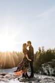 I wore this for my outdoor winter engagement shoot and the flowy skirt was perfect for blowing in the wind for photos. Love the length of the sleeves and light material. Since I'm 5'1", the skirt dragged a little behind me although I did wear heeled boots. I had to safety pin the front so I wouldn't fall out. Usually go back & forth between a Small/Medium, so this Medium was just a tiny bit loose. - Stacy I.