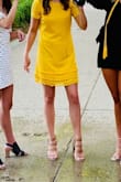 I am obsessed with this dress. The fit was perfect and very comfortable.  It was flowy but also very flattering in photos. It is the perfect mix of yellow and gold, would highly recommend. - Maria K.
