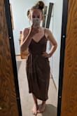 I ordered this dress for a family wedding, not sure what size to get, but the small literally fits perfectly! I love it so much. I was worried the color would wash out my skin tone, but it doesn't at all. 10/10 would recommend. - Emma C.