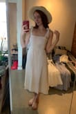 The perfect summer dress! Very flattering, hits right at the smallest part of your waist, and the straps are adjustable and can be tied to fit where you want them! I can't wait to wear this dress out on a patio and enjoy a sunset. :) - Tara C.