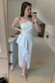 Bought this dress hoping to wear it for my rehearsal dinner and it was a perfect fit. It is very flattering and fit perfectly. I typically wear a size two and it was not too tight or too loose. Very elegant ! - Sarah M.