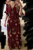 The dress is really pretty and flattering, however, I'm kind of short and the dress is way too long even with heels on. It's also confusing on how to tie it correctly. - Alina C.