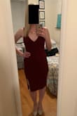 I bought this dress first in the maroon color for my boyfriend's Christmas party and man did he love it. I was looking for something that was the right amount of sexy but still appropriate to meet his coworkers. The length plus the v-neck and slit hit the nail on the head. Plus it fit like a glove. I loved it so much I bought the red and black knowing I could find other occasions for them. The one flaw I'd say to make note of is the slip is slightly shorter than the length of the dress so occasionally I'd have to pull it down to readjust but it didn't bother me. If you love the look, absolutely don't hesitate and buy it! Would love to see this in an emerald green! - Brianna B.
