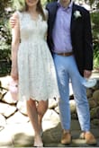 I could not be happier with this dress! It fit me perfectly, the lace was gorgeous, and it was the perfect combination of simple yet elegant that I wanted for my tiny backyard wedding. - Elizabeth K.