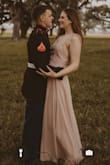 I had this tailored in a tinyyy bit but I truly loved it and it was great for engagement photos. I only wish it had a slit - Christina M.